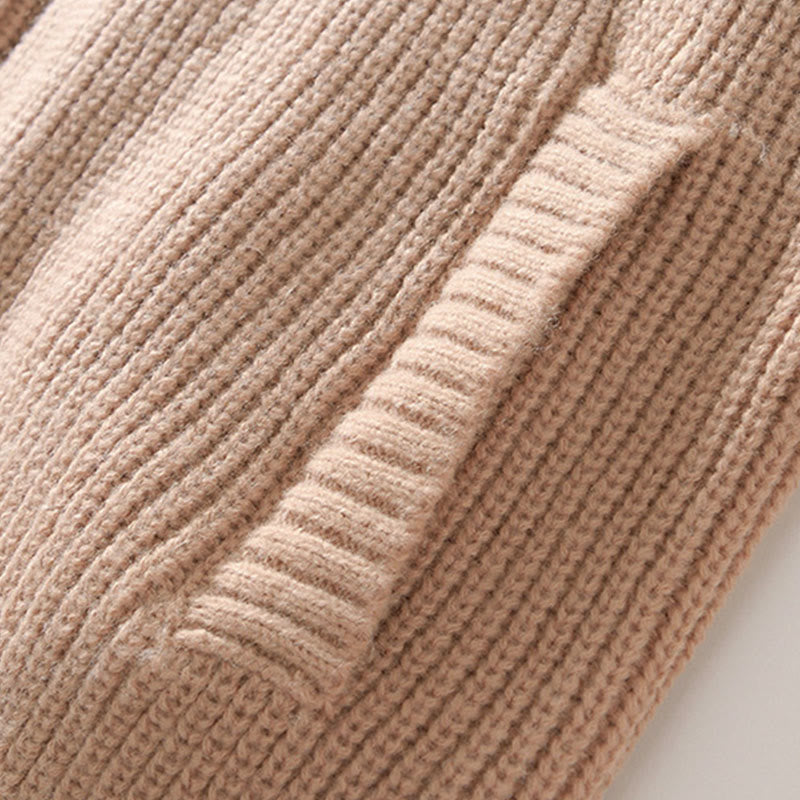 Buddha Stones冬用 無地 ジッパー ニット カーディガン メンズ 長袖 コットン ジャケット ポケット付き - image 16