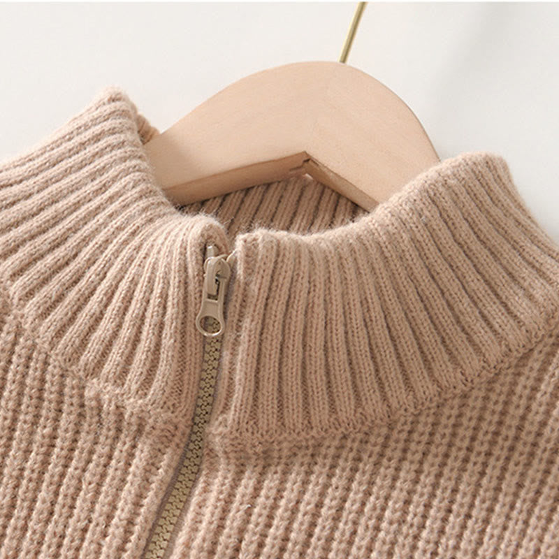 Buddha Stones冬用 無地 ジッパー ニット カーディガン メンズ 長袖 コットン ジャケット ポケット付き - image 14