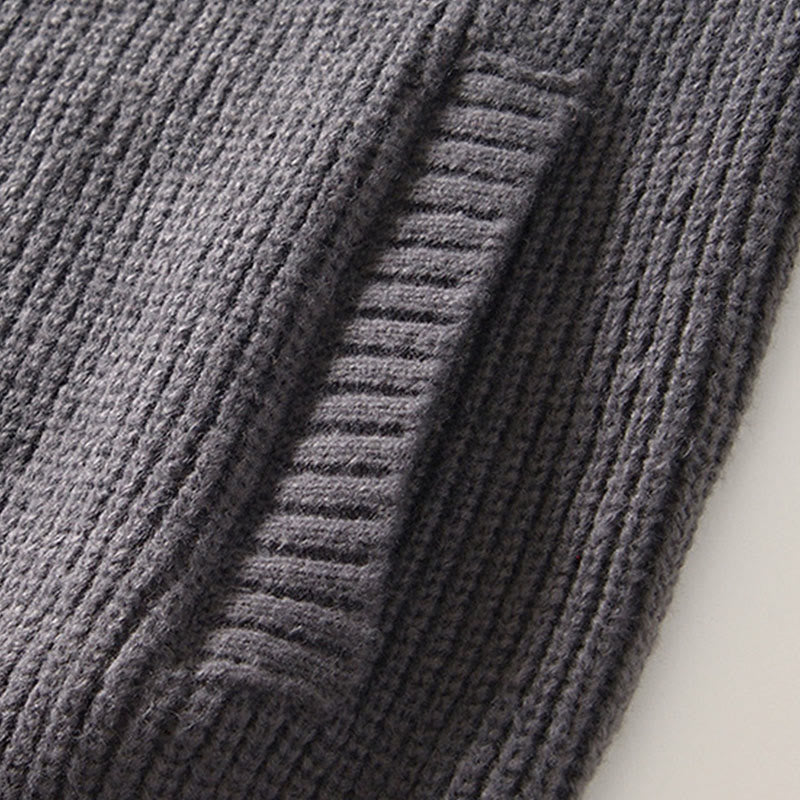 Buddha Stones冬用 無地 ジッパー ニット カーディガン メンズ 長袖 コットン ジャケット ポケット付き - image 10