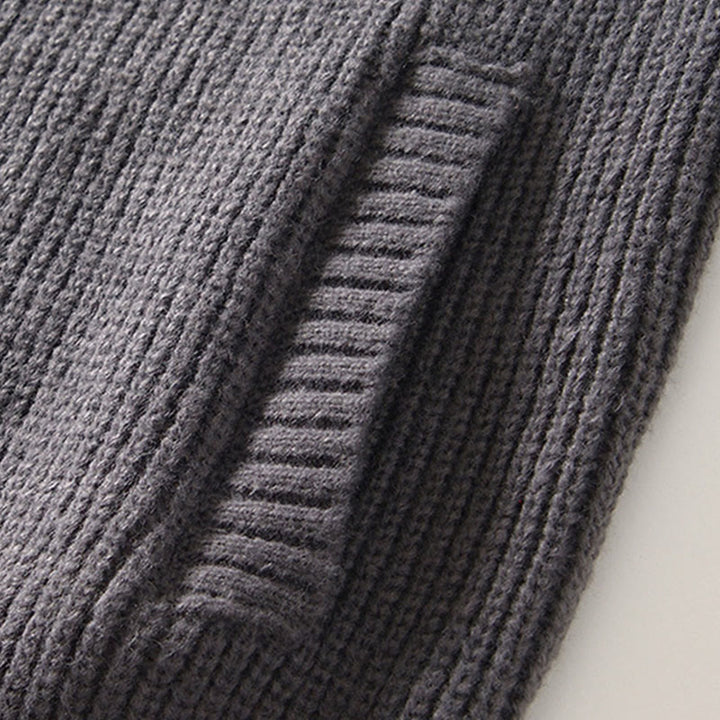 Buddha Stones冬用 無地 ジッパー ニット カーディガン メンズ 長袖 コットン ジャケット ポケット付き - image 10