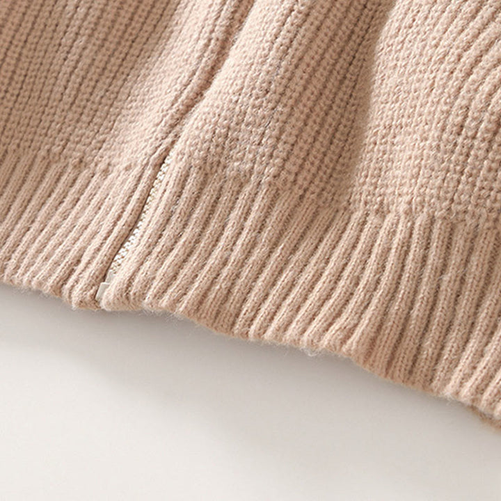 Buddha Stones冬用 無地 ジッパー ニット カーディガン メンズ 長袖 コットン ジャケット ポケット付き - image 17