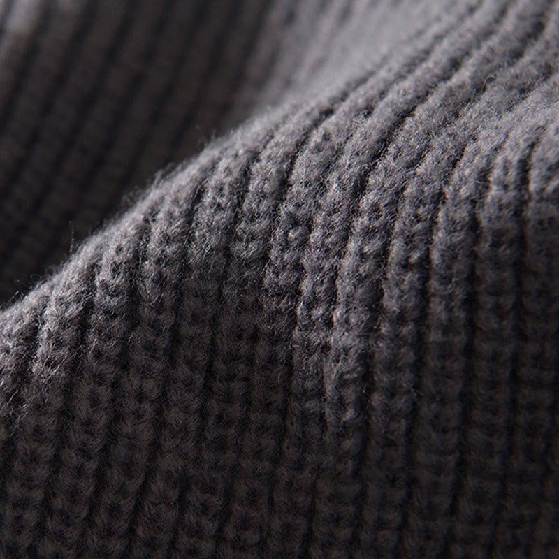 Buddha Stones冬用 無地 ジッパー ニット カーディガン メンズ 長袖 コットン ジャケット ポケット付き - image 8