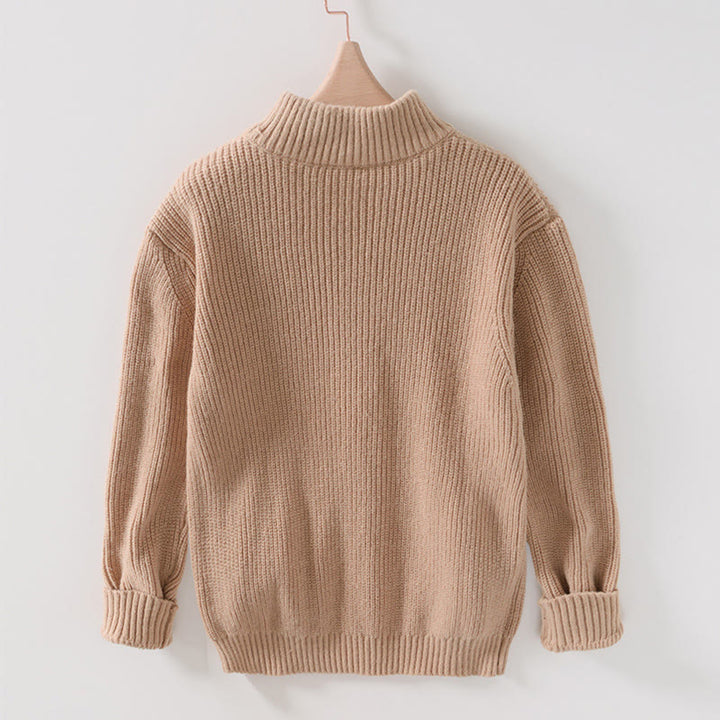 Buddha Stones冬用 無地 ジッパー ニット カーディガン メンズ 長袖 コットン ジャケット ポケット付き - image 13