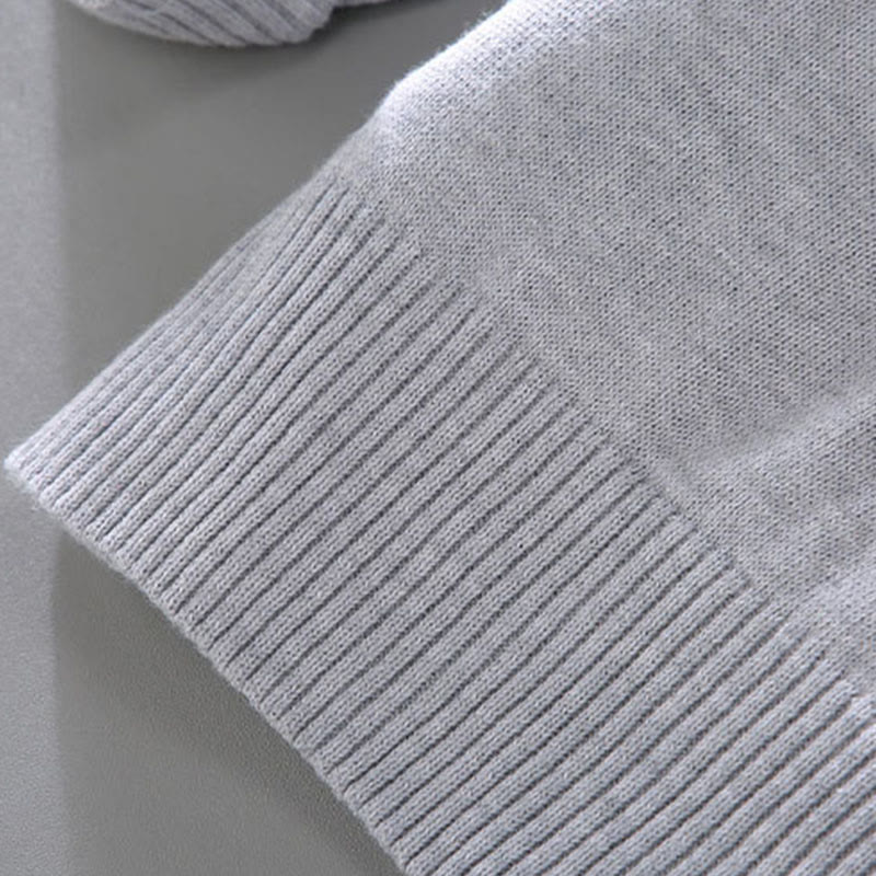 Buddha Stonesリブ編み 無地 裾デザイン メンズ モックネック 長袖 ピュアコットン セーター - image 11