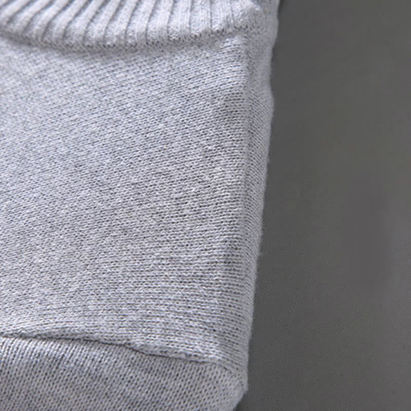 Buddha Stonesリブ編み 無地 裾デザイン メンズ モックネック 長袖 ピュアコットン セーター - image 6