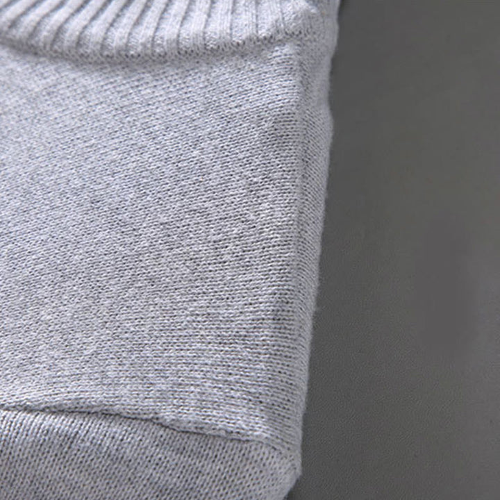 Buddha Stonesリブ編み 無地 裾デザイン メンズ モックネック 長袖 ピュアコットン セーター - image 6