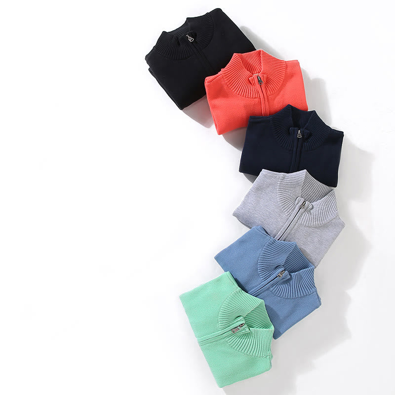 Buddha Stonesリブ編み 無地 裾デザイン メンズ モックネック 長袖 ピュアコットン セーター - image 19