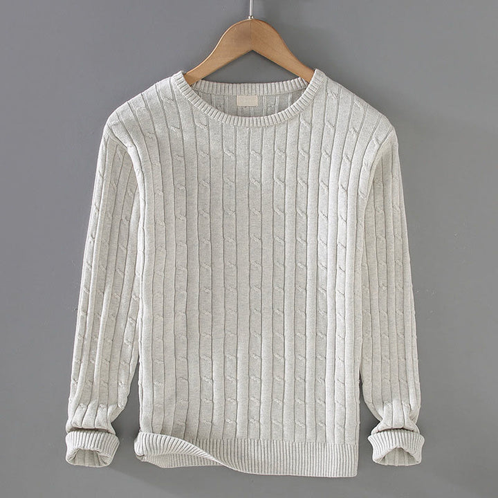 Buddha Stonesケーブルニットデザインメンズクルーネック長袖ピュアコットンセーター - リネン - US/UK/AU42、 EU52 (3XL) - image 5