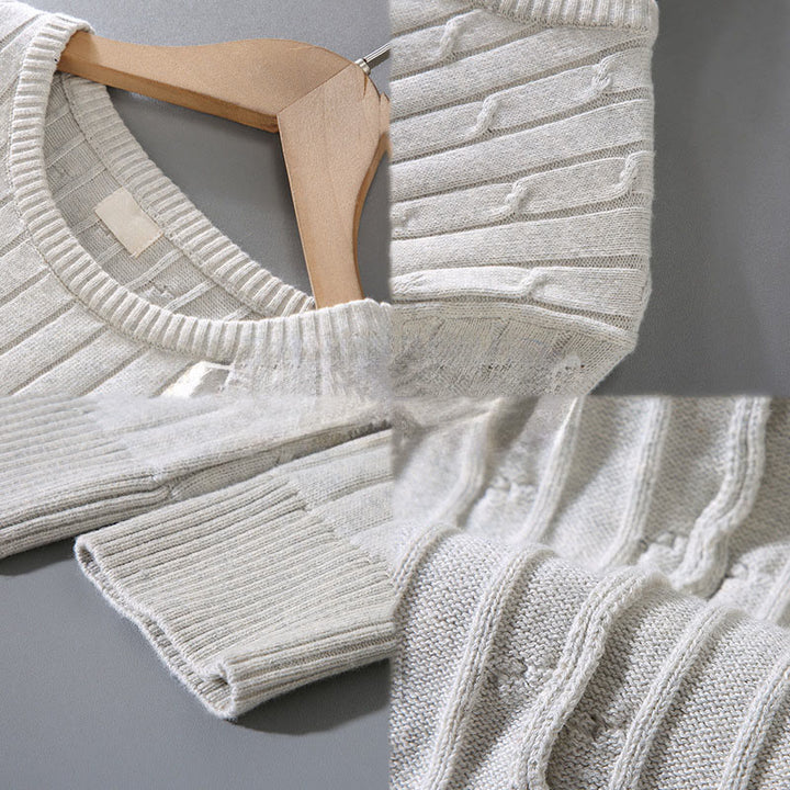 Buddha Stonesケーブルニットデザインメンズクルーネック長袖ピュアコットンセーター - image 12