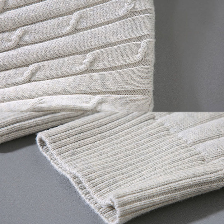 Buddha Stonesケーブルニットデザインメンズクルーネック長袖ピュアコットンセーター - image 9