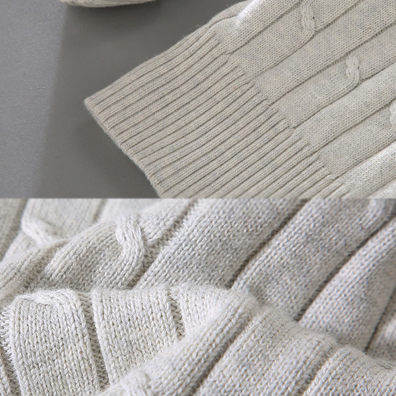 Buddha Stonesケーブルニットデザインメンズクルーネック長袖ピュアコットンセーター - image 10