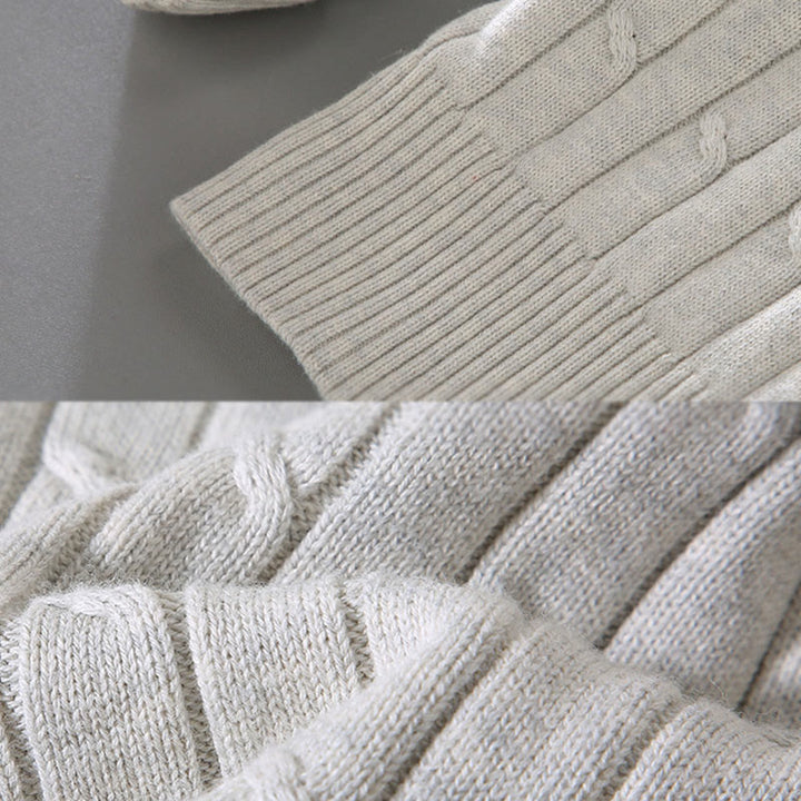 Buddha Stonesケーブルニットデザインメンズクルーネック長袖ピュアコットンセーター - image 10