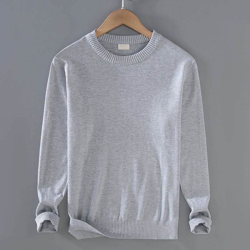 Buddha Stonesリブデザイン ピュアコットン サーマル メンズ クルーネック 長袖 セーター - ライトグレー - US/UK/AU42、 EU52 (3XL) - image 3