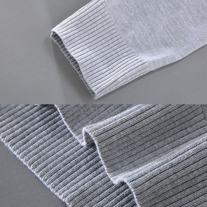 Buddha Stones無地 Vネック コットン シンプルデザイン メンズ 長袖セーター - image 6