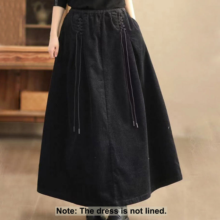 Buddha Stonesレディース 無地コットンコーデュロイ 7-8丈スカート ポケット付き - image 6
