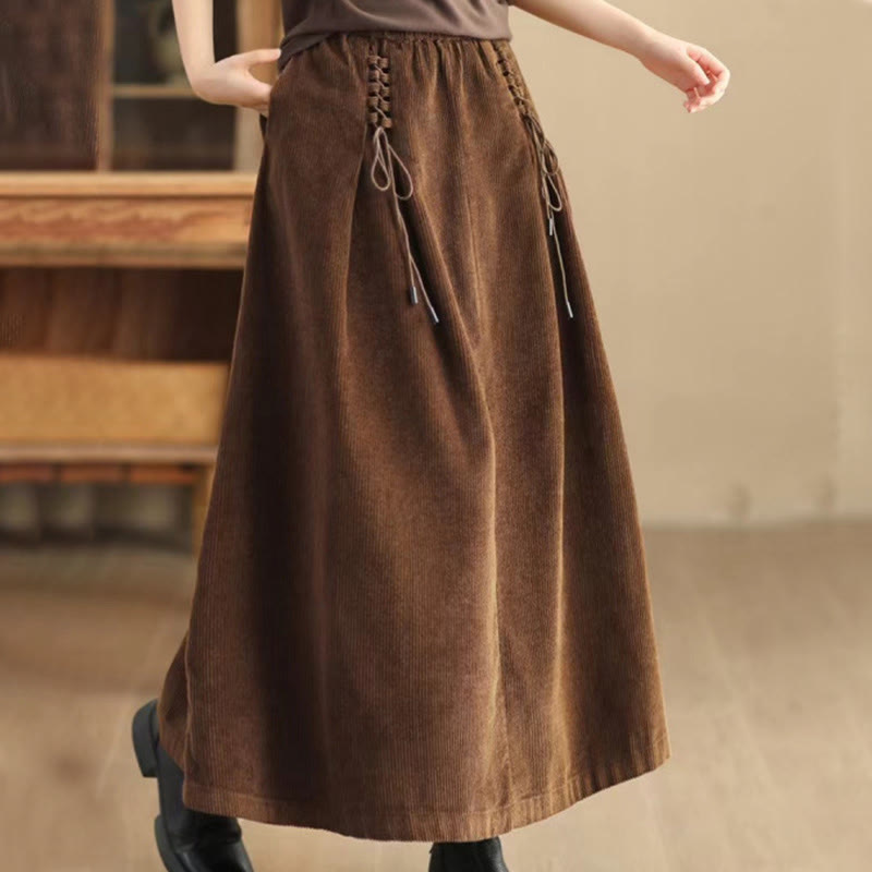 Buddha Stonesレディース 無地コーデュロイ 7-8丈スカート ポケット付き - サドルブラウン - US12、 UK/AU16、 EU44 (2XL) - image 8