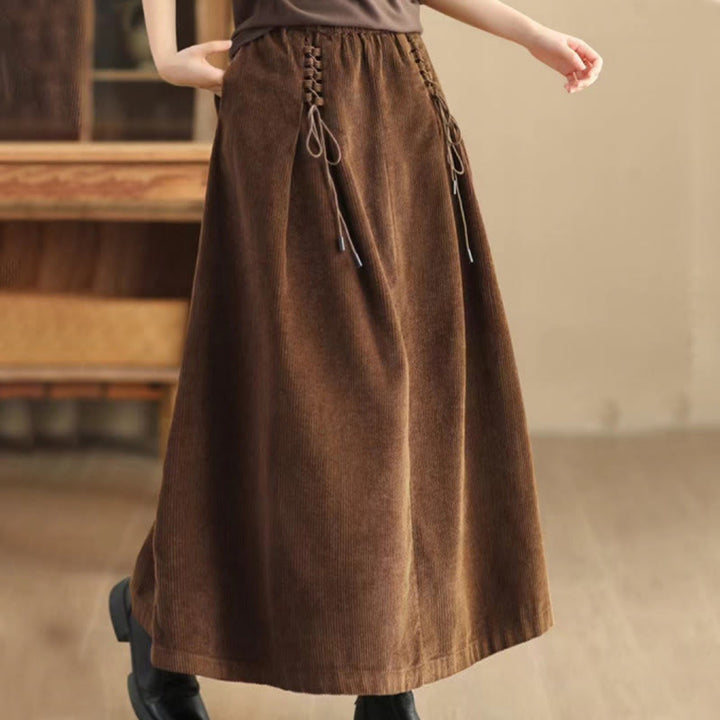 Buddha Stonesレディース 無地コーデュロイ 7-8丈スカート ポケット付き - サドルブラウン - US12、 UK/AU16、 EU44 (2XL) - image 8