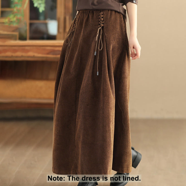 Buddha Stonesレディース 無地コーデュロイ 7-8丈スカート ポケット付き - image 9