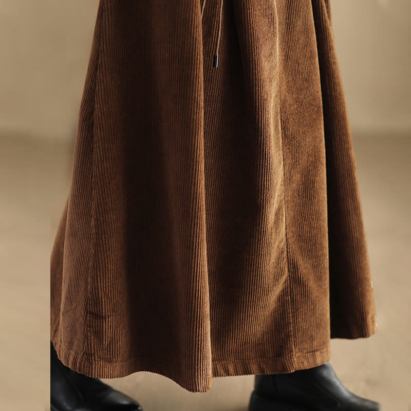 Buddha Stonesレディース 無地コーデュロイ 7-8丈スカート ポケット付き - image 10