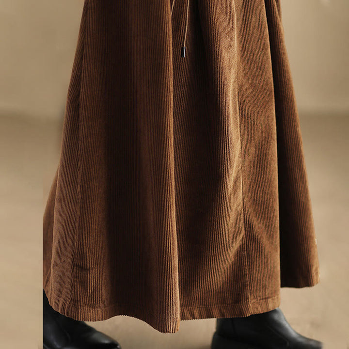 Buddha Stonesレディース 無地コットンコーデュロイ 7-8丈スカート ポケット付き - image 10