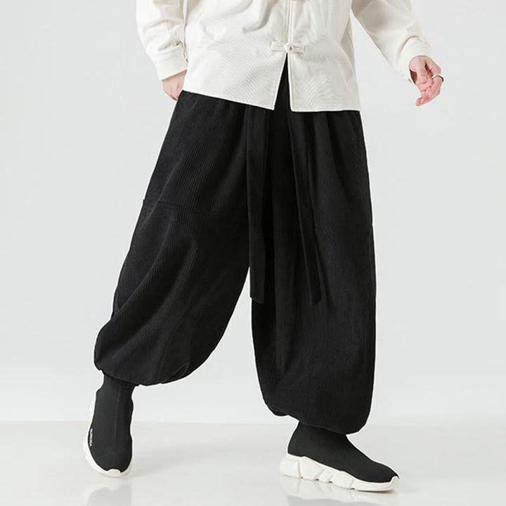 Buddha Stones冬用 無地 メンズ ハーレム ピュアコットン コーデュロイ パンツ ポケット付き - image 11