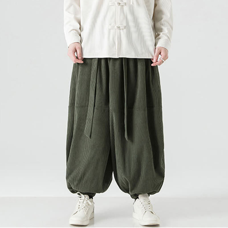 Buddha Stones冬用 無地 メンズ ハーレム ピュアコットン コーデュロイ パンツ ポケット付き - image 6