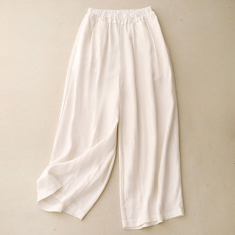 Buddha Stones無地コットン レディース ワイドレッグパンツ ポケット付き - 貝殻 - US8-10，UK/AU12-14，EU40-42 (2XL) - image 6
