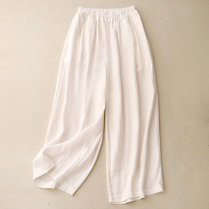 Buddha Stones無地コットン レディース ワイドレッグパンツ ポケット付き - 貝殻 - US8-10，UK/AU12-14，EU40-42 (2XL) - image 6