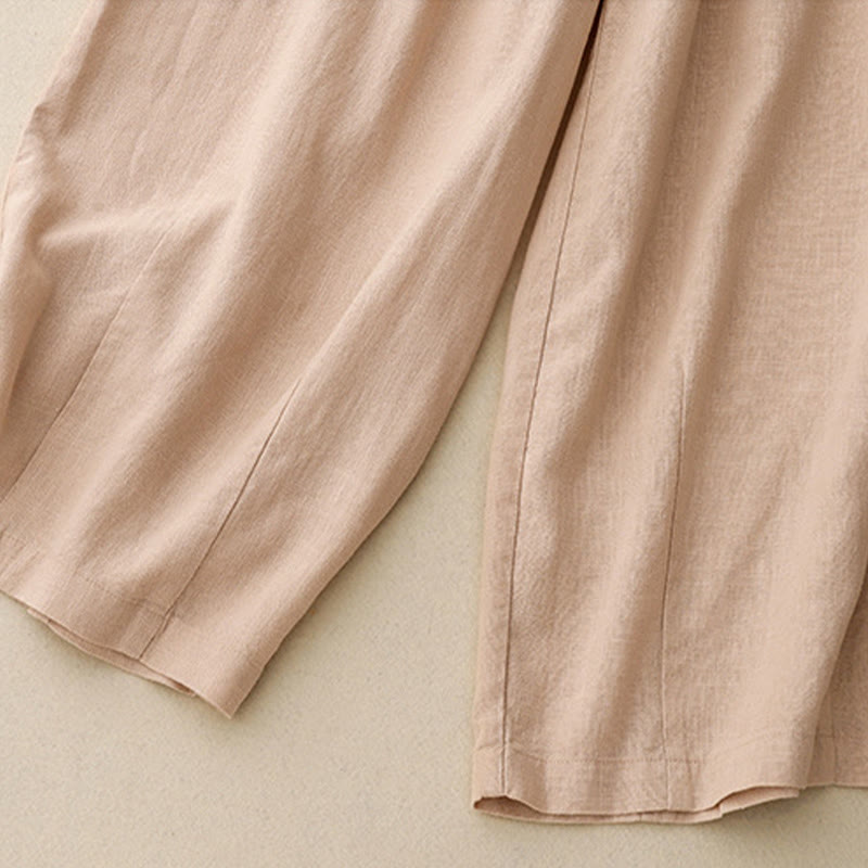 Buddha Stones無地コットン レディース ワイドレッグパンツ ポケット付き - image 17