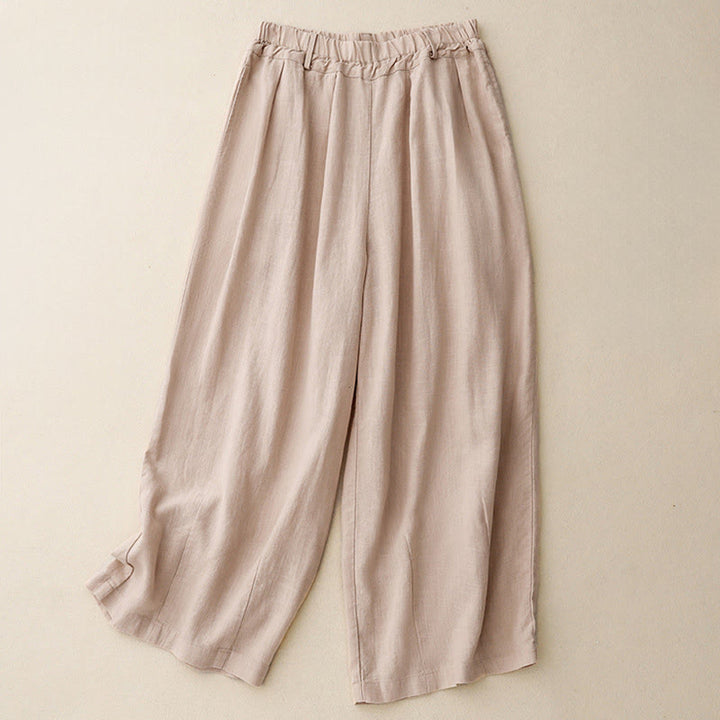 Buddha Stones無地コットン レディース ワイドレッグパンツ ポケット付き - ビスク - US8-10，UK/AU12-14，EU40-42 (2XL) - image 11