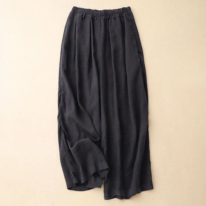 Buddha Stones無地コットン レディース ワイドレッグパンツ ポケット付き - ミッドナイトブルー - US8-10，UK/AU12-14，EU40-42 (2XL) - image 22