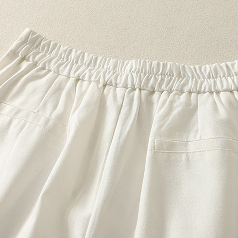 Buddha Stones刺繍柄ポリエステルレディースワイドレッグパンツ（ポケット付き） - image 5