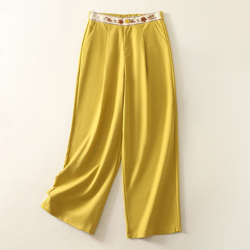 Buddha Stones刺繍柄ポリエステルレディースワイドレッグパンツ（ポケット付き） - 金 - US12、 UK/AU16、 EU44 (2XL) - image 10