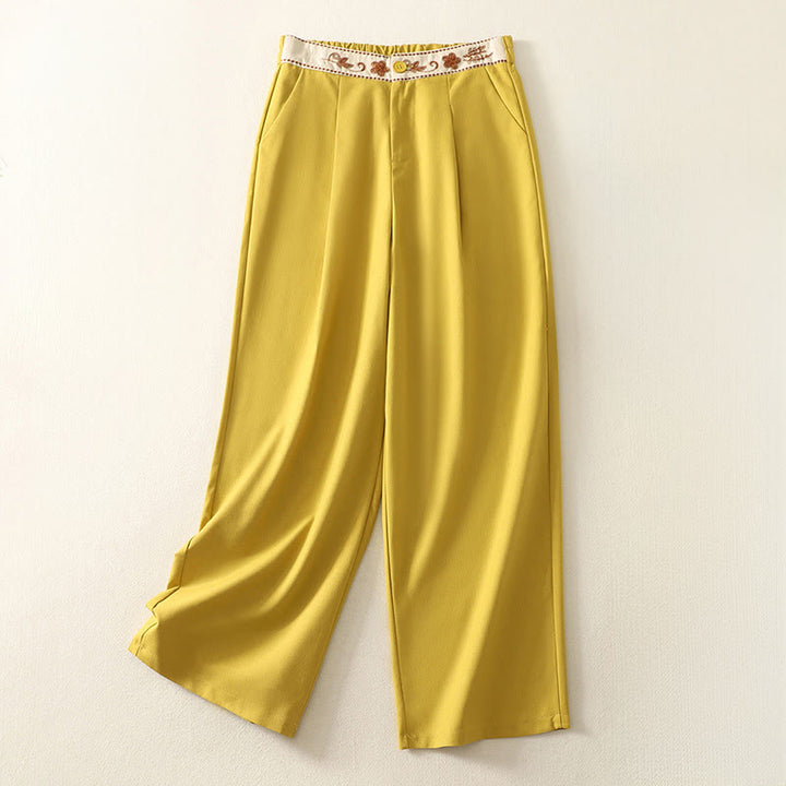 Buddha Stones刺繍柄ポリエステルレディースワイドレッグパンツ（ポケット付き） - 金 - US12、 UK/AU16、 EU44 (2XL) - image 10