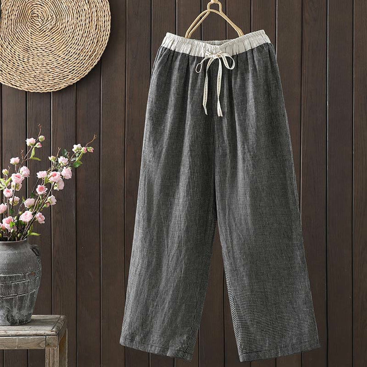 Buddha Stonesカジュアル スプライシングカラーロープ レディース コットン ストレートレッグパンツ ポケット付き - 薄暗い灰色 - US8-10，UK/AU12-14，EU40-42 (2XL) - image 11