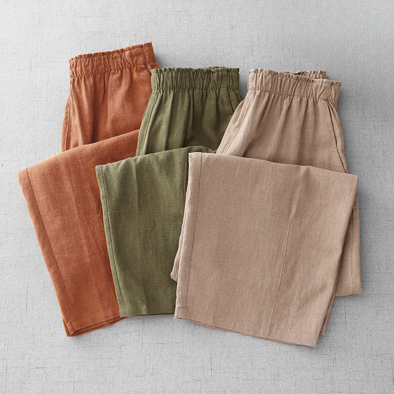 Buddha Stonesカジュアル 無地 ロープ レディース コットン 7-8丈 パンツ ポケット付き - image 0