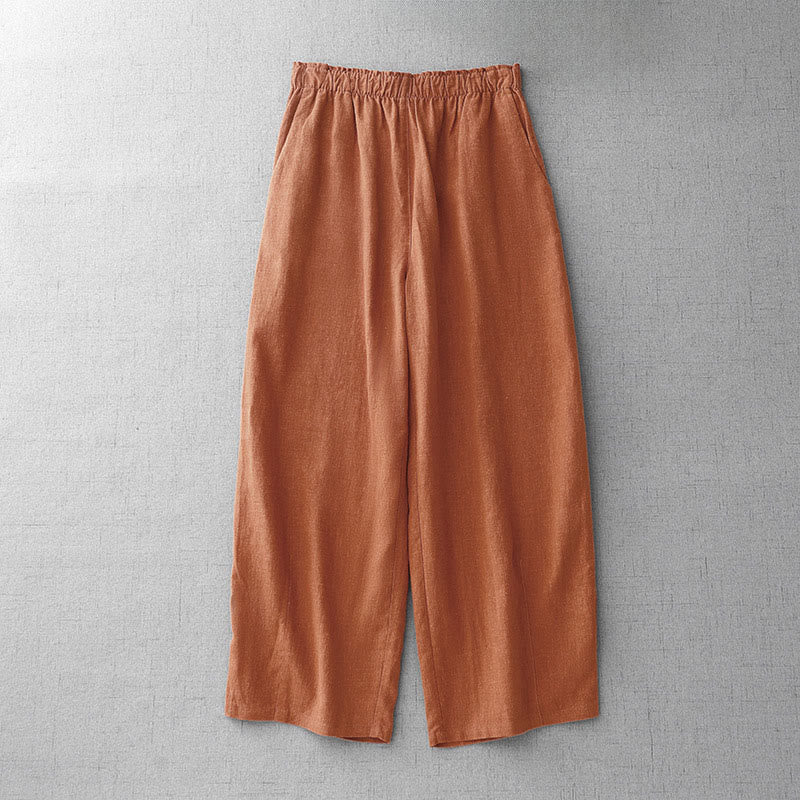 Buddha Stonesカジュアル 無地 ロープ レディース コットン 7-8丈 パンツ ポケット付き - コーラル - US8-10，UK/AU12-14，EU40-42 (2XL) - image 9