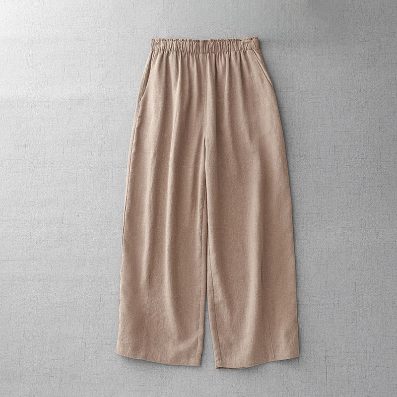 Buddha Stonesカジュアル 無地 ロープ レディース コットン 7-8丈 パンツ ポケット付き - ピーチパフ - US8-10，UK/AU12-14，EU40-42 (2XL) - image 16