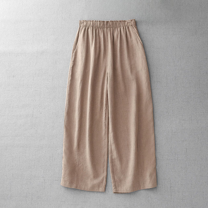 Buddha Stonesカジュアル 無地 ロープ レディース コットン 7-8丈 パンツ ポケット付き - ピーチパフ - US8-10，UK/AU12-14，EU40-42 (2XL) - image 16