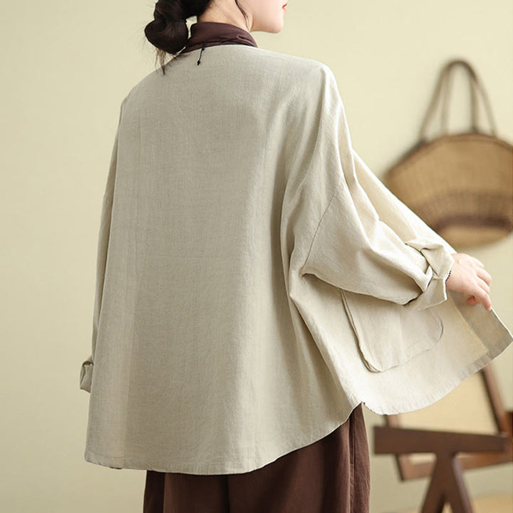 Buddha Stonesレディース 長袖 クルーネック コットンジャケット ポケット付き - image 5