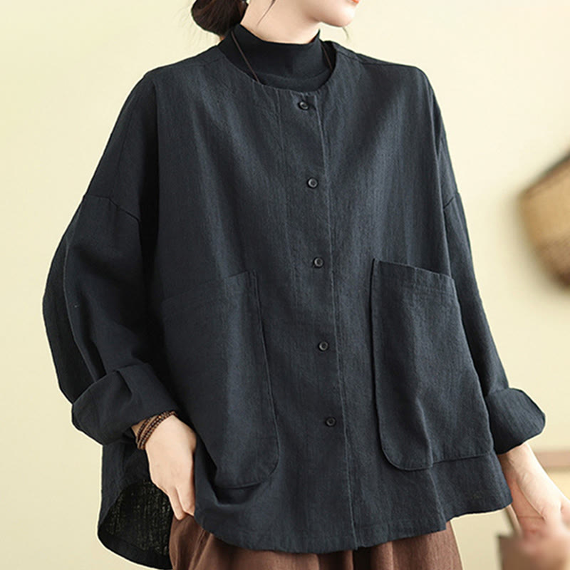 Buddha Stonesレディース 長袖 クルーネック コットンジャケット ポケット付き - 黒 - US14、 UK/AU18、 EU46 (2XL) - image 10
