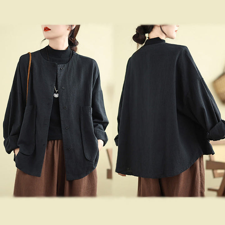Buddha Stonesレディース 長袖 クルーネック コットンジャケット ポケット付き - image 14
