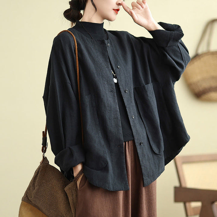 Buddha Stonesレディース 長袖 クルーネック コットンジャケット ポケット付き - image 13