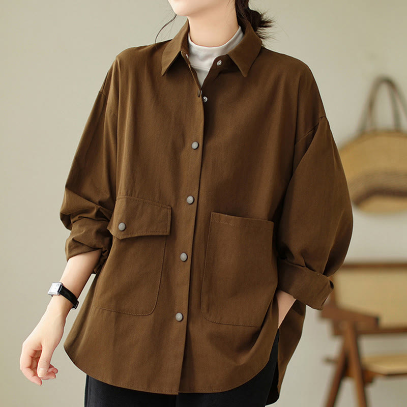 Buddha Stonesレディース 長袖 ボタン コットン ジャケット ポケット付き - image 3