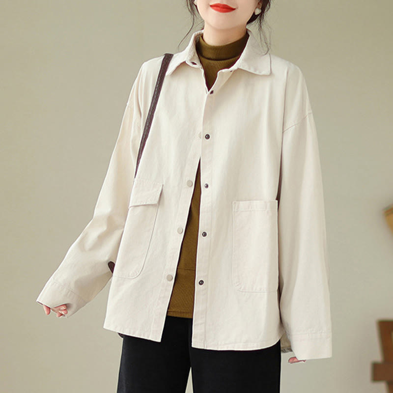 Buddha Stonesレディース 長袖 ボタン コットン ジャケット ポケット付き - 貝殻 - US14、 UK/AU18、 EU46 (2XL) - image 14