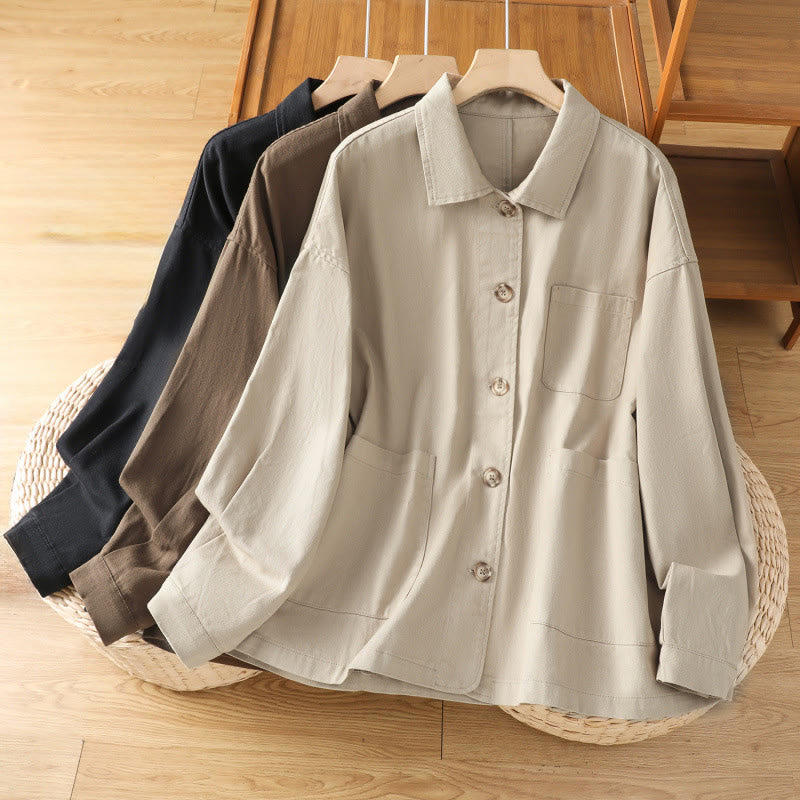 Buddha Stonesカジュアル レディース 長袖 スタンドカラー コットン ポリエステル シャツ ポケット付き - image 28