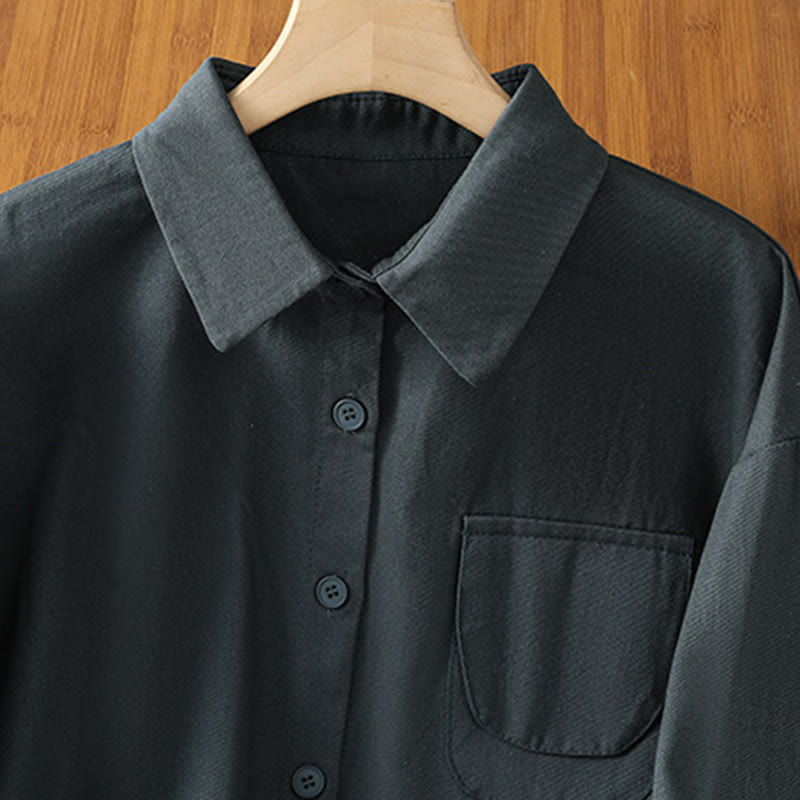 Buddha Stonesカジュアル レディース 長袖 スタンドカラー コットンシャツ ポケット付き - image 5