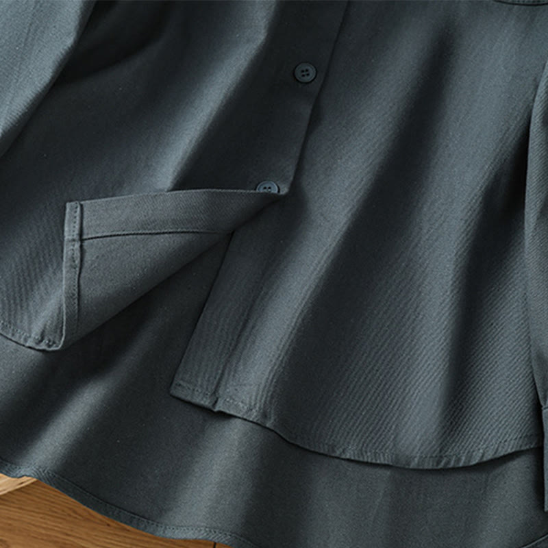 Buddha Stonesカジュアル レディース 長袖 スタンドカラー コットンシャツ ポケット付き - image 6