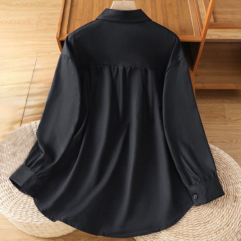 Buddha Stonesカジュアル レディース 長袖 スタンドカラー コットンシャツ ポケット付き - image 10
