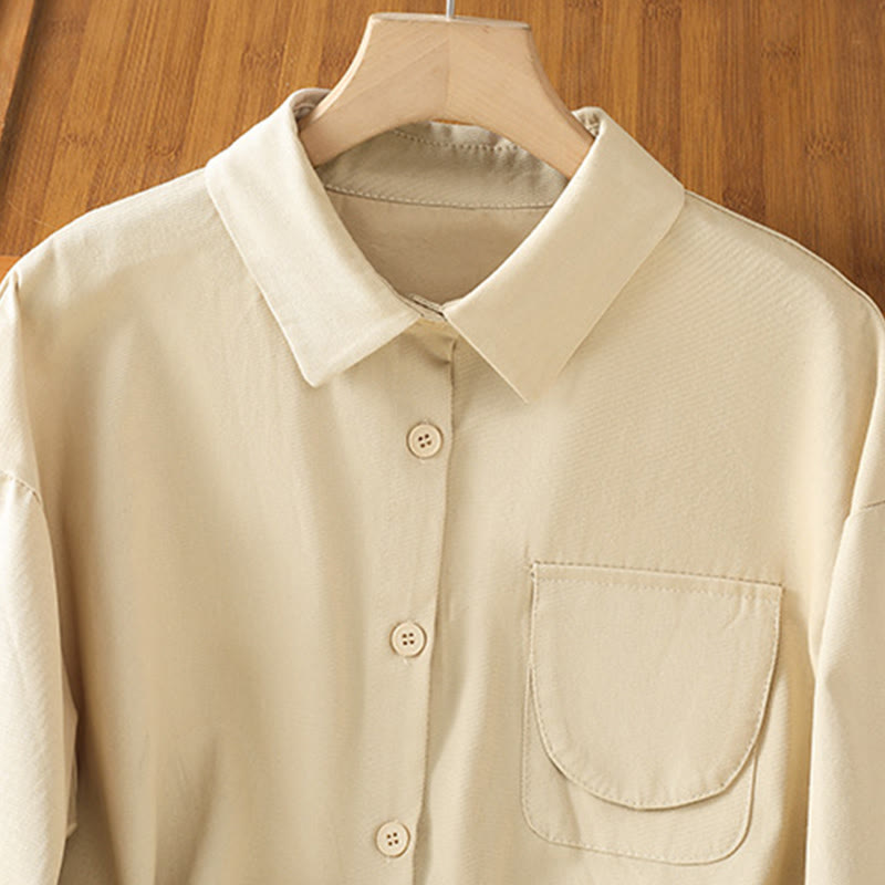 Buddha Stonesカジュアル レディース 長袖 スタンドカラー コットンシャツ ポケット付き - image 25
